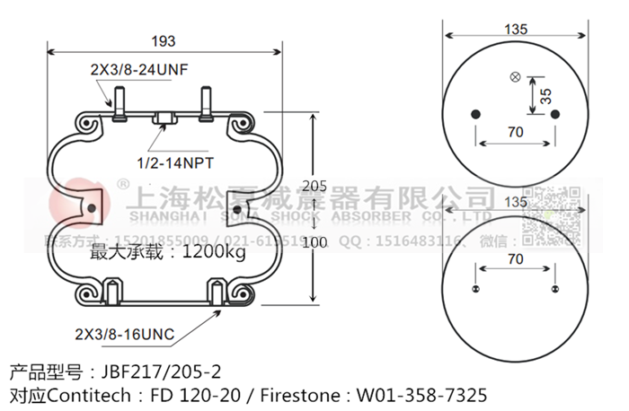 JBF217/205-2橡胶<a href='http://www.chinakqth.com/' target='_blank'><u>空气弹簧</u></a>