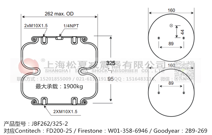 JBF262/325-2橡胶<a href='http://www.chinakqth.com/' target='_blank'><u>空气弹簧</u></a>