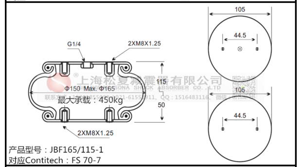 JBF165/115-1橡胶空气弹簧的设计特点